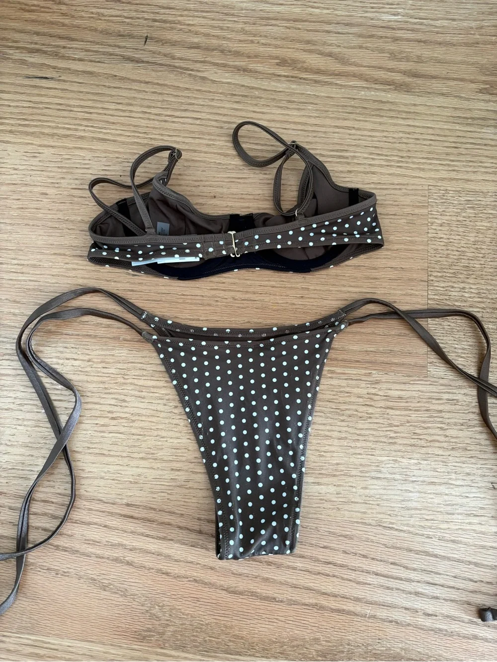 Frankie's Bikinis Brown Polka Dot Tie-Side Bikini